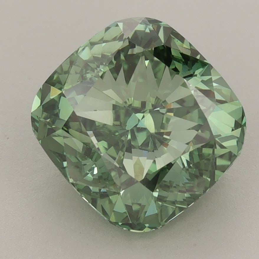 Loose Diamond - CUSHION MODIFIED 4.01ct Fancy Vivid Green VS1: Loose Diamond - CUSHION MODIFIED 4.01ct Fancy Vivid Green VS1 Source: This is a real non-mined Diamond that has been grown in a lab Shape: CUSHION MODIFIED Carats: 4.01 Color: Fancy Vivid Green Certif
