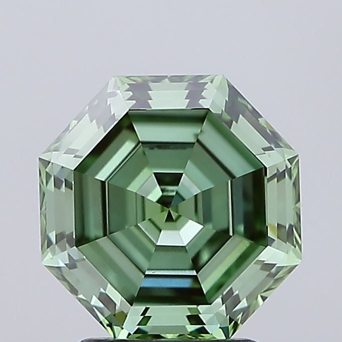 Loose Diamond - OCTAGONAL 2.42ct Fancy Vivid Green VVS2: Loose Diamond - OCTAGONAL 2.42ct Fancy Vivid Green VVS2 Source: This is a real non-mined Diamond that has been grown in a lab Shape: OCTAGONAL Carats: 2.42 Color: Fancy Vivid Green Certification: IGI
