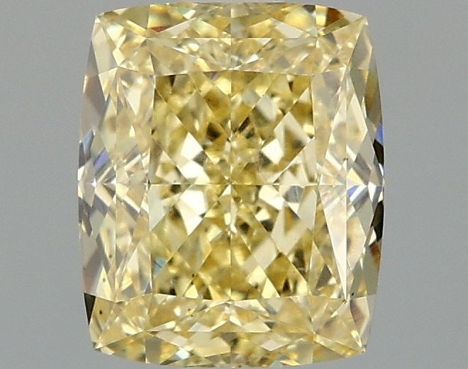 Loose Diamond - CUSHION MODIFIED 1.59ct Fancy Vivid Yellow VS2: Loose Diamond - CUSHION MODIFIED 1.59ct Fancy Vivid Yellow VS2 Source: This is a real non-mined Diamond that has been grown in a lab Shape: CUSHION MODIFIED Carats: 1.59 Color: Fancy Vivid Yellow Cert