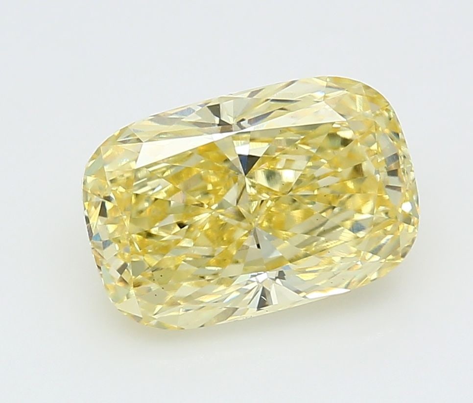 Loose Diamond - CUSHION MODIFIED 5.02ct Fancy Yellow VS2: Loose Diamond - CUSHION MODIFIED 5.02ct Fancy Yellow VS2 Source: This is a real non-mined Diamond that has been grown in a lab Shape: CUSHION MODIFIED Carats: 5.02 Color: Fancy Yellow Certification: I
