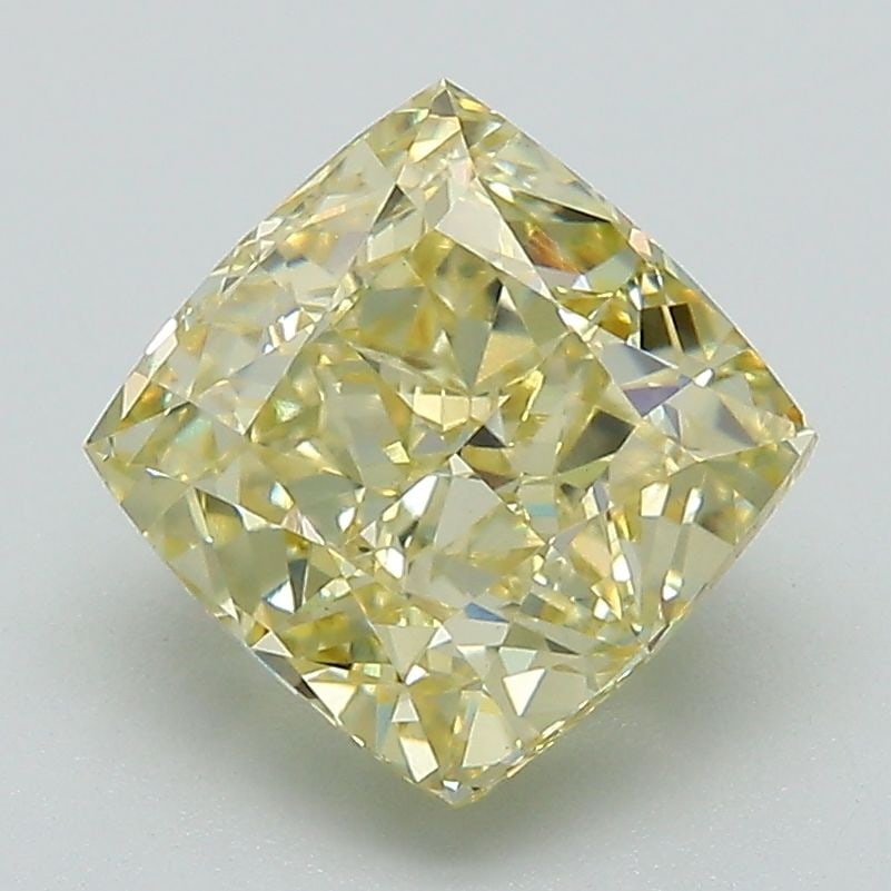 Loose Diamond - CUSHION MODIFIED 2.74ct Fancy Light Yellow VS1: Loose Diamond - CUSHION MODIFIED 2.74ct Fancy Light Yellow VS1 Source: This is a real non-mined Diamond that has been grown in a lab Shape: CUSHION MODIFIED Carats: 2.74 Color: Fancy Light Yellow Cert