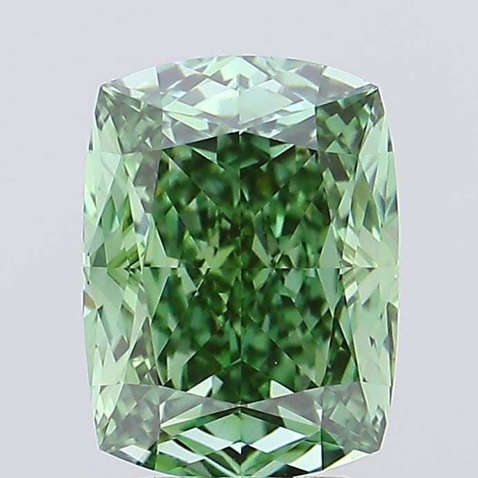 Loose Diamond - CUSHION MODIFIED 4.05ct Fancy Vivid Green VVS2: Loose Diamond - CUSHION MODIFIED 4.05ct Fancy Vivid Green VVS2 Source: This is a real non-mined Diamond that has been grown in a lab Shape: CUSHION MODIFIED Carats: 4.05 Color: Fancy Vivid Green Certi