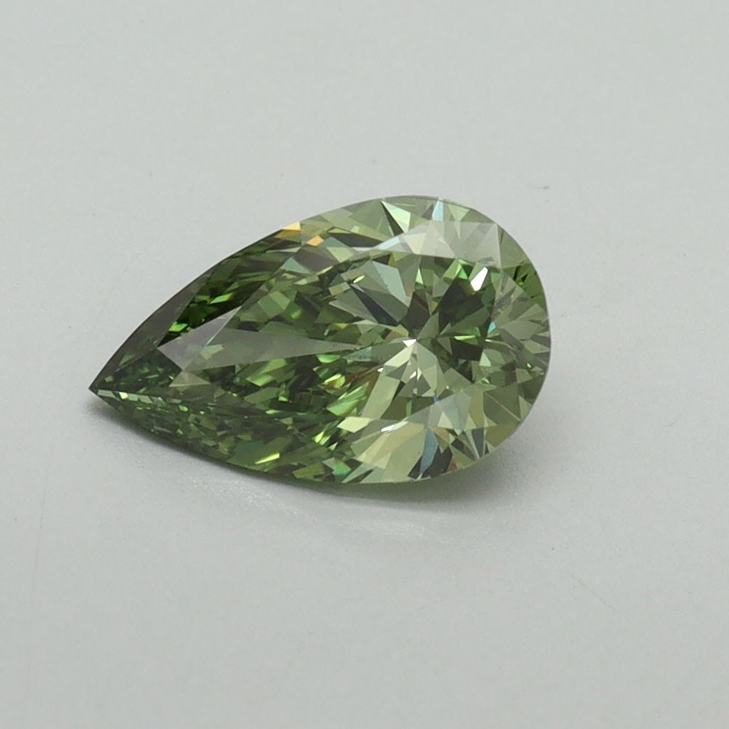 Loose Diamond - PEAR 1.01ct Fancy Vivid Green VVS2: Loose Diamond - PEAR 1.01ct Fancy Vivid Green VVS2 Source: This is a real non-mined Diamond that has been grown in a lab Shape: PEAR Carats: 1.01 Color: Fancy Vivid Green Certification: IGI Video: