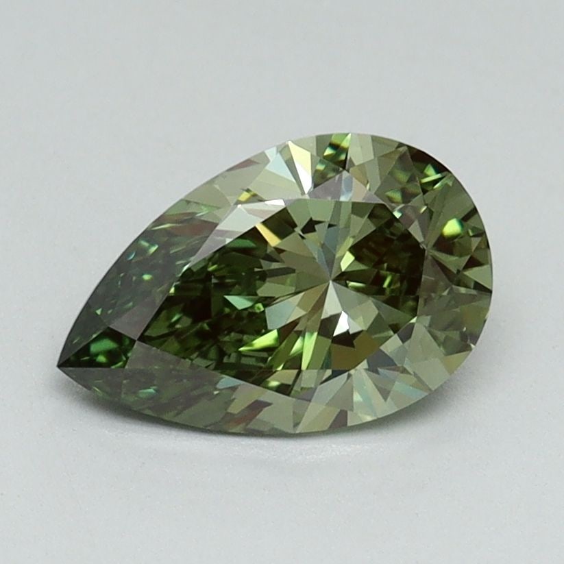 Loose Diamond - PEAR 1.06ct Fancy Vivid Green VVS2: Loose Diamond - PEAR 1.06ct Fancy Vivid Green VVS2 Source: This is a real non-mined Diamond that has been grown in a lab Shape: PEAR Carats: 1.06 Color: Fancy Vivid Green Certification: IGI Video: