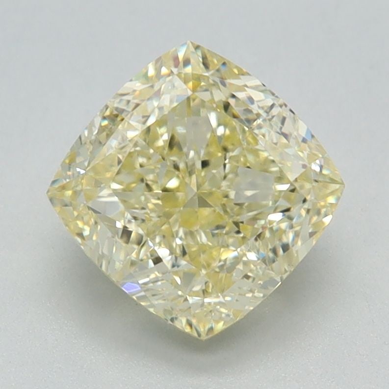 Loose Diamond - CUSHION MODIFIED 1.66ct Fancy Light Yellow VS1: Loose Diamond - CUSHION MODIFIED 1.66ct Fancy Light Yellow VS1 Source: This is a real non-mined Diamond that has been grown in a lab Shape: CUSHION MODIFIED Carats: 1.66 Color: Fancy Light Yellow Cert