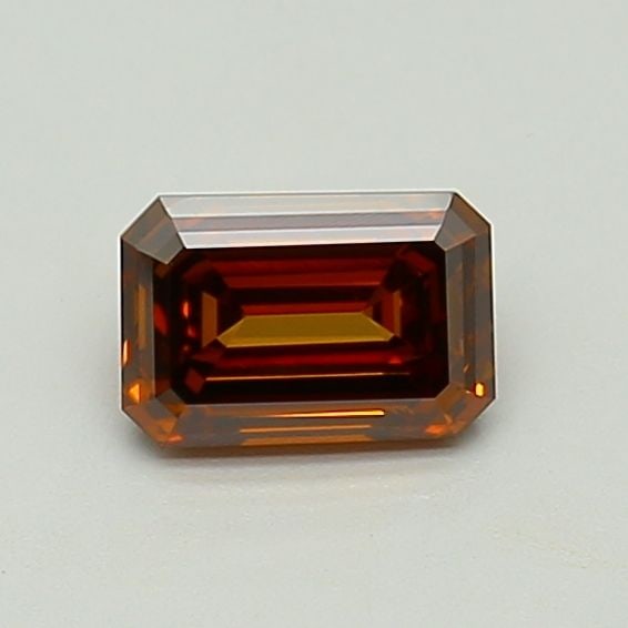Loose Diamond - EMERALD 1.06ct Fancy Deep Orange VVS2: Loose Diamond - EMERALD 1.06ct Fancy Deep Orange VVS2 Source: This is a real non-mined Diamond that has been grown in a lab Shape: EMERALD Carats: 1.06 Color: Fancy Deep Orange Certification: IGI Vide
