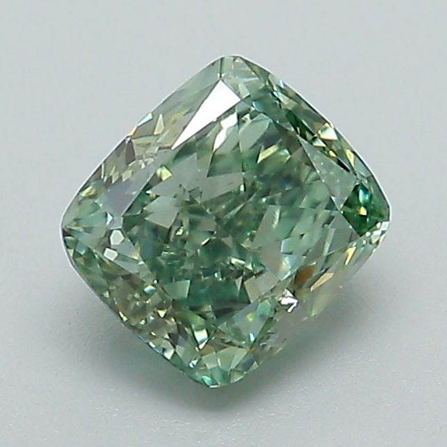 Loose Diamond - CUSHION MODIFIED 1.06ct Fancy Vivid Green VS1: Loose Diamond - CUSHION MODIFIED 1.06ct Fancy Vivid Green VS1 Source: This is a real non-mined Diamond that has been grown in a lab Shape: CUSHION MODIFIED Carats: 1.06 Color: Fancy Vivid Green Certif