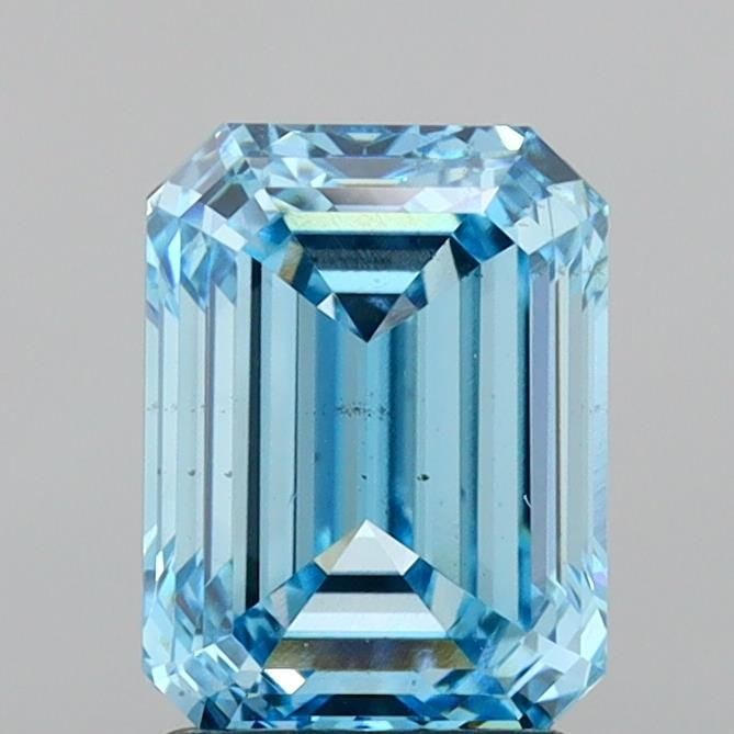 Loose Diamond - EMERALD 2.0ct Fancy Vivid Blue VS2: Loose Diamond - EMERALD 2.0ct Fancy Vivid Blue VS2 Source: This is a real non-mined Diamond that has been grown in a lab Shape: EMERALD Carats: 2.0 Color: Fancy Vivid Blue Certification: IGI Video: