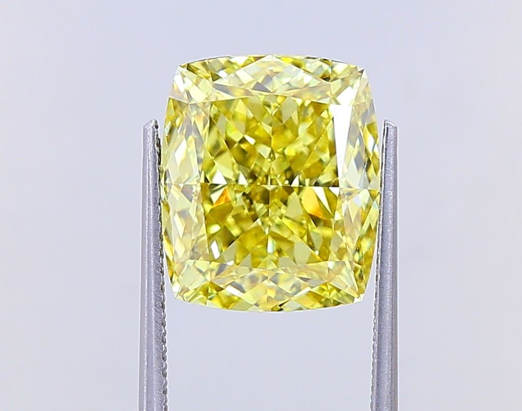 Loose Diamond - CUSHION MODIFIED 8.02ct Fancy Vivid Yellow VS1: Loose Diamond - CUSHION MODIFIED 8.02ct Fancy Vivid Yellow VS1 Source: This is a real non-mined Diamond that has been grown in a lab Shape: CUSHION MODIFIED Carats: 8.02 Color: Fancy Vivid Yellow Cert