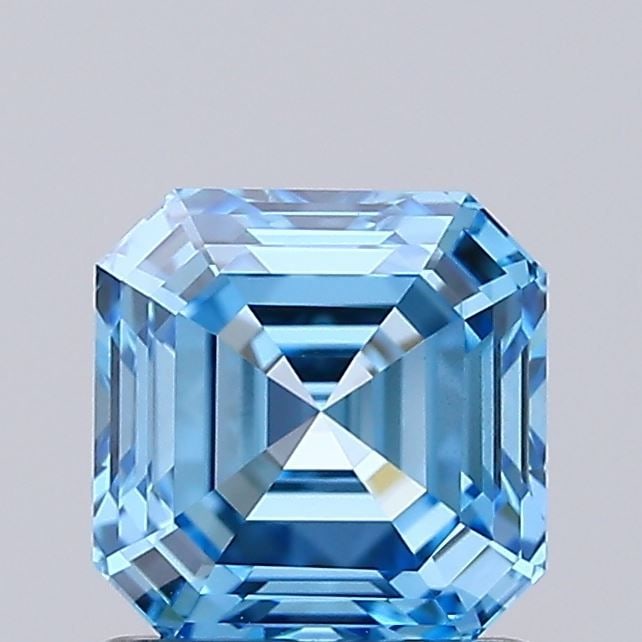 Loose Diamond - ASSCHER 1.0ct Fancy Vivid Blue VS2: Loose Diamond - ASSCHER 1.0ct Fancy Vivid Blue VS2 Source: This is a real non-mined Diamond that has been grown in a lab Shape: ASSCHER Carats: 1.0 Color: Fancy Vivid Blue Certification: IGI Video: