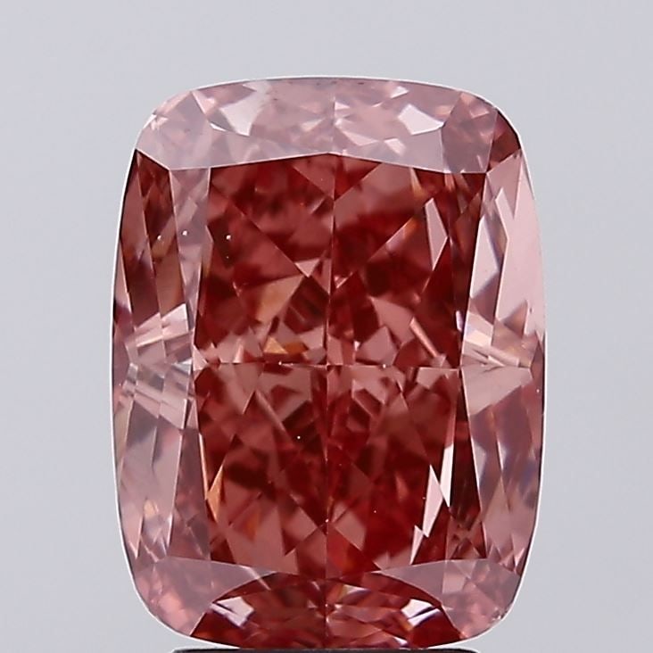 Loose Diamond - CUSHION BRILLIANT 4.01ct Fancy Vivid Brownish Pink VS1: Loose Diamond - CUSHION BRILLIANT 4.01ct Fancy Vivid Brownish Pink VS1 Source: This is a real non-mined Diamond that has been grown in a lab Shape: CUSHION BRILLIANT Carats: 4.01 Color: Fancy Vivid Br