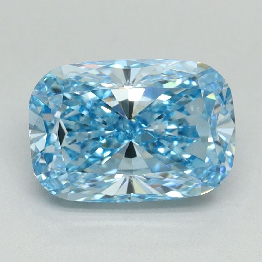 Loose Diamond - CUSHION BRILLIANT 2.17ct Fancy Vivid Blue VS1: Loose Diamond - CUSHION BRILLIANT 2.17ct Fancy Vivid Blue VS1 Source: This is a real non-mined Diamond that has been grown in a lab Shape: CUSHION BRILLIANT Carats: 2.17 Color: Fancy Vivid Blue Certif