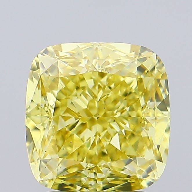 Loose Diamond - CUSHION MODIFIED 2.44ct Fancy Intense Yellow VS1: Loose Diamond - CUSHION MODIFIED 2.44ct Fancy Intense Yellow VS1 Source: This is a real non-mined Diamond that has been grown in a lab Shape: CUSHION MODIFIED Carats: 2.44 Color: Fancy Intense Yellow