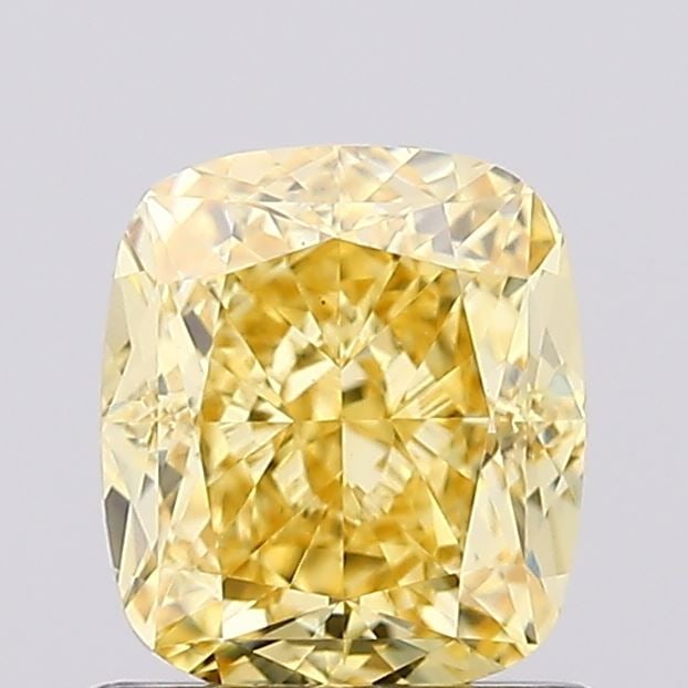 Loose Diamond - CUSHION MODIFIED 1.05ct Fancy Vivid Yellow VS1: Loose Diamond - CUSHION MODIFIED 1.05ct Fancy Vivid Yellow VS1 Source: This is a real non-mined Diamond that has been grown in a lab Shape: CUSHION MODIFIED Carats: 1.05 Color: Fancy Vivid Yellow Cert