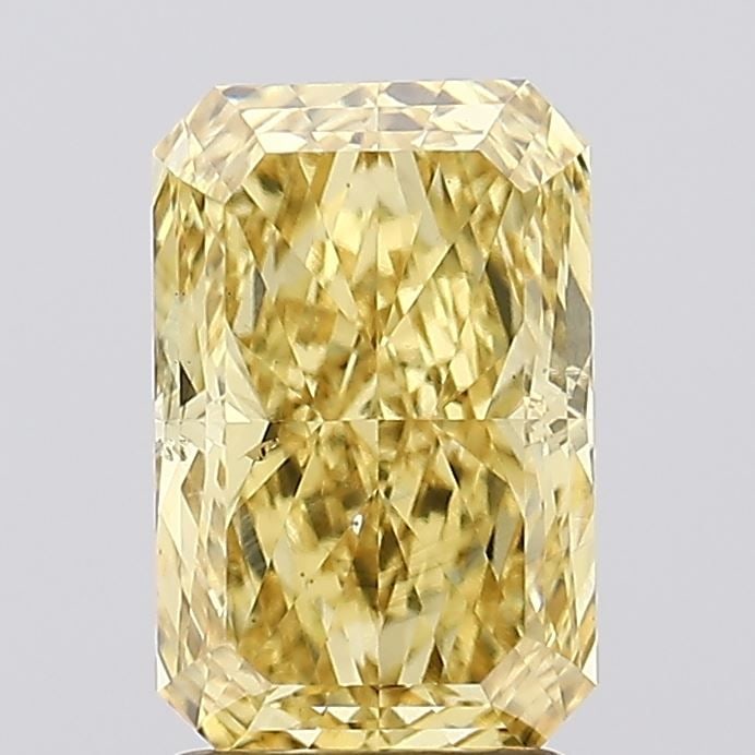 Loose Diamond - RADIANT 2.52ct Fancy Vivid Yellow VS2: Loose Diamond - RADIANT 2.52ct Fancy Vivid Yellow VS2 Source: This is a real non-mined Diamond that has been grown in a lab Shape: RADIANT Carats: 2.52 Color: Fancy Vivid Yellow Certification: IGI Vid