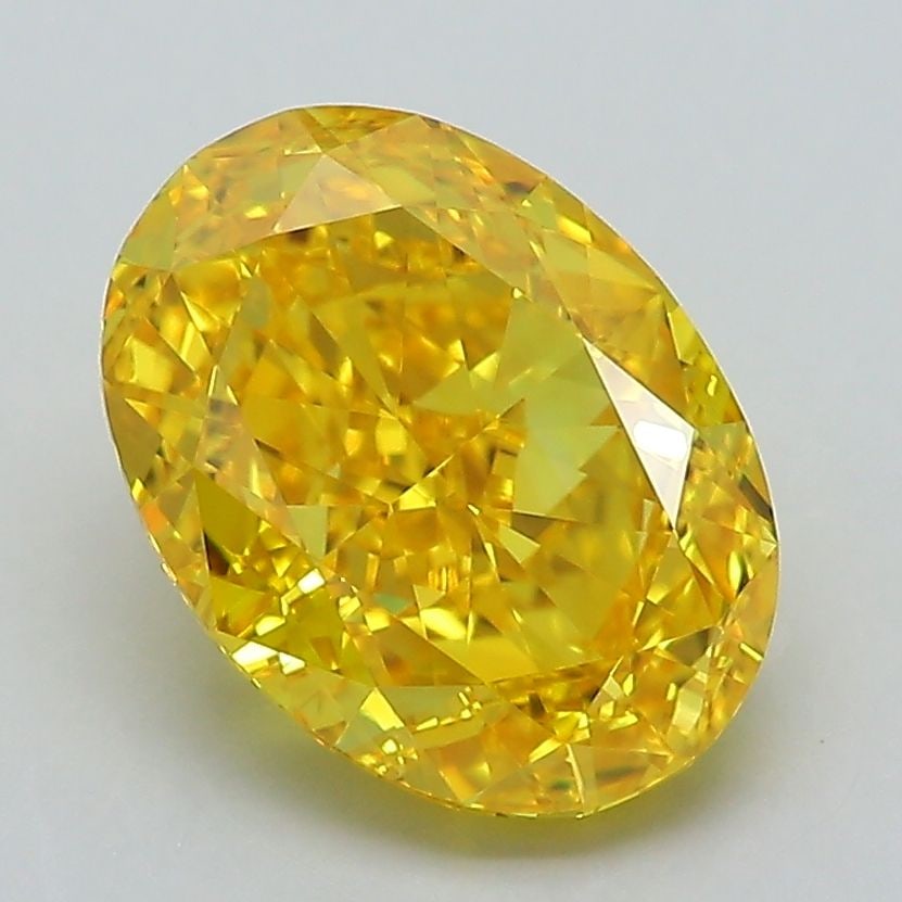 Loose Diamond - OVAL 3.08ct Fancy Vivid Yellow VVS2: Loose Diamond - OVAL 3.08ct Fancy Vivid Yellow VVS2 Source: This is a real non-mined Diamond that has been grown in a lab Shape: OVAL Carats: 3.08 Color: Fancy Vivid Yellow Certification: IGI Video: