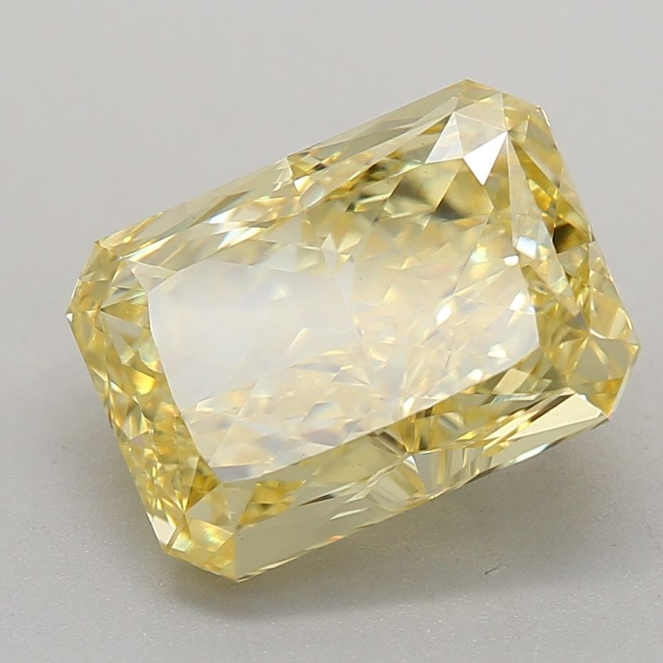 Loose Diamond - RADIANT 2.14ct Fancy Intense Yellow VVS2: Loose Diamond - RADIANT 2.14ct Fancy Intense Yellow VVS2 Source: This is a real non-mined Diamond that has been grown in a lab Shape: RADIANT Carats: 2.14 Color: Fancy Intense Yellow Certification: IG