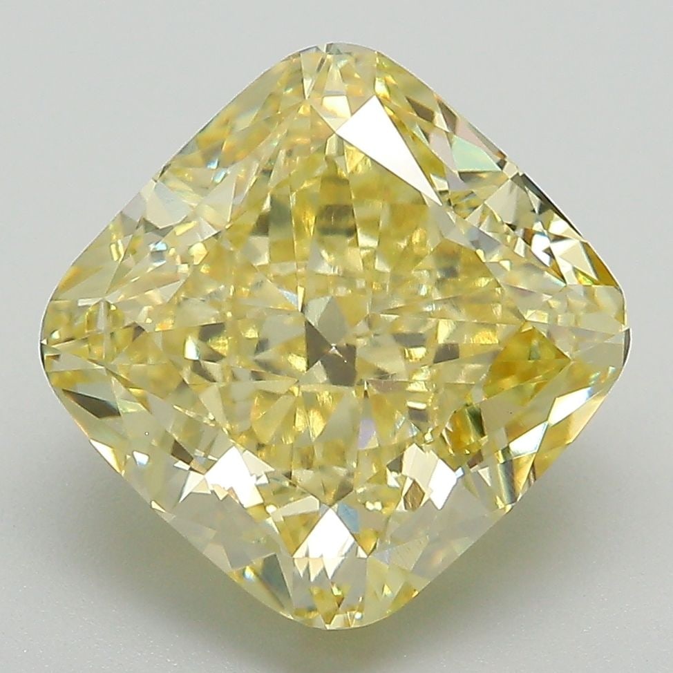 Loose Diamond - CUSHION BRILLIANT 6.12ct Fancy Intense Yellow VVS2: Loose Diamond - CUSHION BRILLIANT 6.12ct Fancy Intense Yellow VVS2 Source: This is a real non-mined Diamond that has been grown in a lab Shape: CUSHION BRILLIANT Carats: 6.12 Color: Fancy Intense Yell