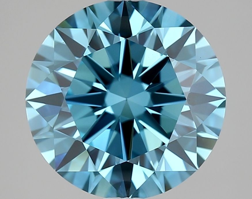 Loose Diamond - ROUND 2.51ct Fancy Vivid Blue VVS2: Loose Diamond - ROUND 2.51ct Fancy Vivid Blue VVS2 Source: This is a real non-mined Diamond that has been grown in a lab Shape: ROUND Carats: 2.51 Color: Fancy Vivid Blue Certification: IGI Video: