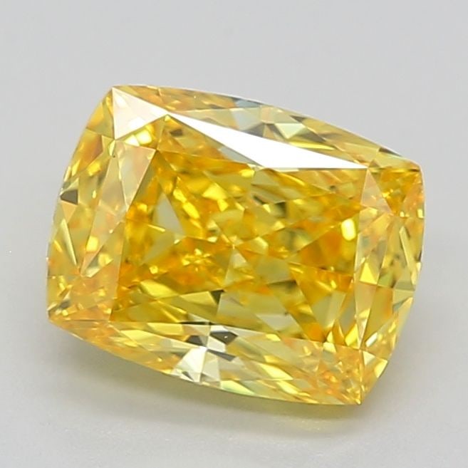 Loose Diamond - CUSHION MODIFIED 1.53ct Fancy Vivid Yellow VVS2: Loose Diamond - CUSHION MODIFIED 1.53ct Fancy Vivid Yellow VVS2 Source: This is a real non-mined Diamond that has been grown in a lab Shape: CUSHION MODIFIED Carats: 1.53 Color: Fancy Vivid Yellow Cer