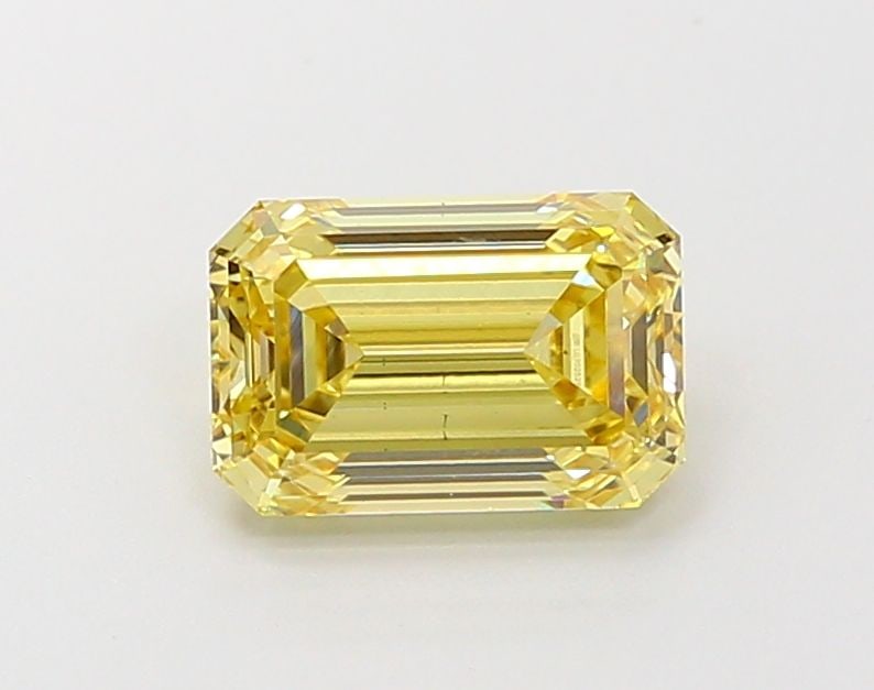 Loose Diamond - EMERALD 1.57ct Fancy Intense Yellow VS2: Loose Diamond - EMERALD 1.57ct Fancy Intense Yellow VS2 Source: This is a real non-mined Diamond that has been grown in a lab Shape: EMERALD Carats: 1.57 Color: Fancy Intense Yellow Certification: IGI