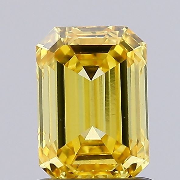 Loose Diamond - EMERALD 1.11ct Fancy Vivid Yellow VS1: Loose Diamond - EMERALD 1.11ct Fancy Vivid Yellow VS1 Source: This is a real non-mined Diamond that has been grown in a lab Shape: EMERALD Carats: 1.11 Color: Fancy Vivid Yellow Certification: IGI Vid