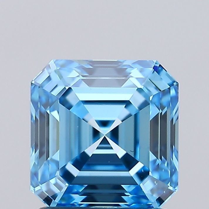 Loose Diamond - ASSCHER 1.21ct Fancy Vivid Blue VS2: Loose Diamond - ASSCHER 1.21ct Fancy Vivid Blue VS2 Source: This is a real non-mined Diamond that has been grown in a lab Shape: ASSCHER Carats: 1.21 Color: Fancy Vivid Blue Certification: IGI Video:
