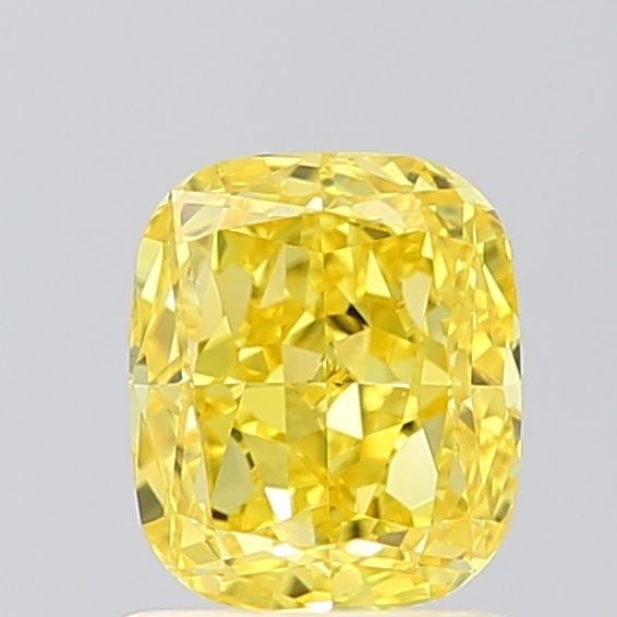 Loose Diamond - CUSHION MODIFIED 1.0ct Fancy Vivid Yellow VVS2: Loose Diamond - CUSHION MODIFIED 1.0ct Fancy Vivid Yellow VVS2 Source: This is a real non-mined Diamond that has been grown in a lab Shape: CUSHION MODIFIED Carats: 1.0 Color: Fancy Vivid Yellow Certi