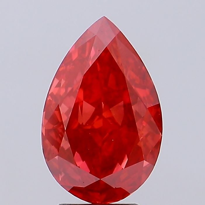 Loose Diamond - PEAR 4.1ct Fancy Vivid Red VS2: Loose Diamond - PEAR 4.1ct Fancy Vivid Red VS2 Source: This is a real non-mined Diamond that has been grown in a lab Shape: PEAR Carats: 4.1 Color: Fancy Vivid Red Certification: IGI Video: