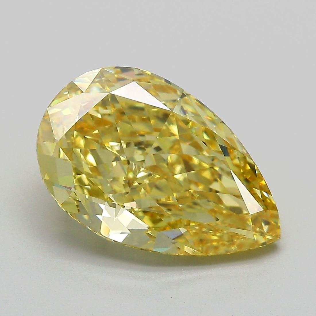 Loose Diamond - PEAR 5.07ct Fancy Intense Yellow VVS2: Loose Diamond - PEAR 5.07ct Fancy Intense Yellow VVS2 Source: This is a real non-mined Diamond that has been grown in a lab Shape: PEAR Carats: 5.07 Color: Fancy Intense Yellow Certification: IGI