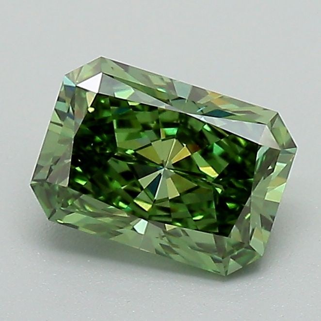 Loose Diamond - RADIANT 1.03ct Fancy Vivid Green VVS2: Loose Diamond - RADIANT 1.03ct Fancy Vivid Green VVS2 Source: This is a real non-mined Diamond that has been grown in a lab Shape: RADIANT Carats: 1.03 Color: Fancy Vivid Green Certification: IGI Vide