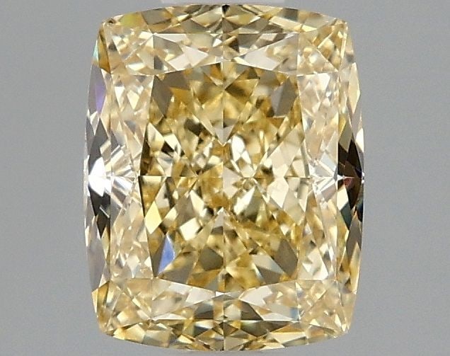 Loose Diamond - CUSHION MODIFIED 1.58ct Fancy Intense Yellow VVS2: Loose Diamond - CUSHION MODIFIED 1.58ct Fancy Intense Yellow VVS2 Source: This is a real non-mined Diamond that has been grown in a lab Shape: CUSHION MODIFIED Carats: 1.58 Color: Fancy Intense Yellow