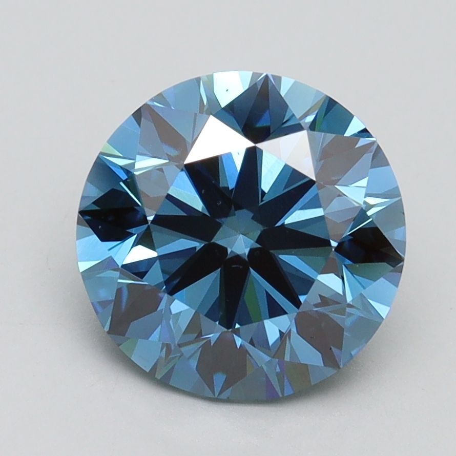 Loose Diamond - ROUND 2.44ct Fancy Vivid Blue VS1: Loose Diamond - ROUND 2.44ct Fancy Vivid Blue VS1 Source: This is a real non-mined Diamond that has been grown in a lab Shape: ROUND Carats: 2.44 Color: Fancy Vivid Blue Certification: IGI Video: