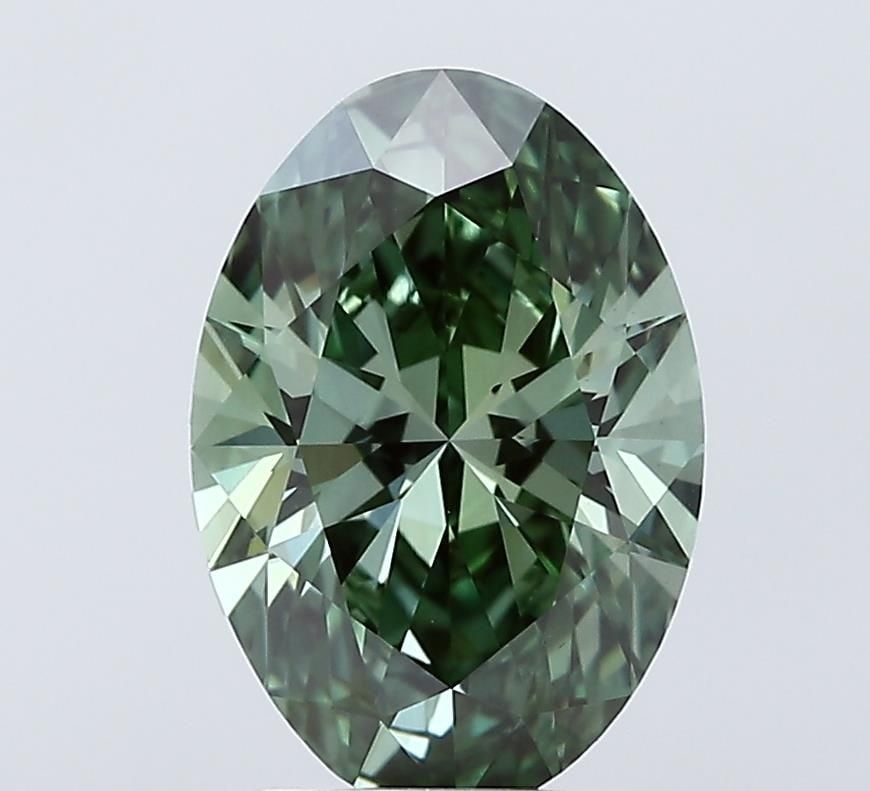 Loose Diamond - OVAL 2.55ct Fancy Vivid Green VVS2: Loose Diamond - OVAL 2.55ct Fancy Vivid Green VVS2 Source: This is a real non-mined Diamond that has been grown in a lab Shape: OVAL Carats: 2.55 Color: Fancy Vivid Green Certification: IGI Video: