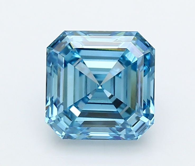 Loose Diamond - ASSCHER 2.03ct Fancy Vivid Blue VVS2: Loose Diamond - ASSCHER 2.03ct Fancy Vivid Blue VVS2 Source: This is a real non-mined Diamond that has been grown in a lab Shape: ASSCHER Carats: 2.03 Color: Fancy Vivid Blue Certification: IGI Video: