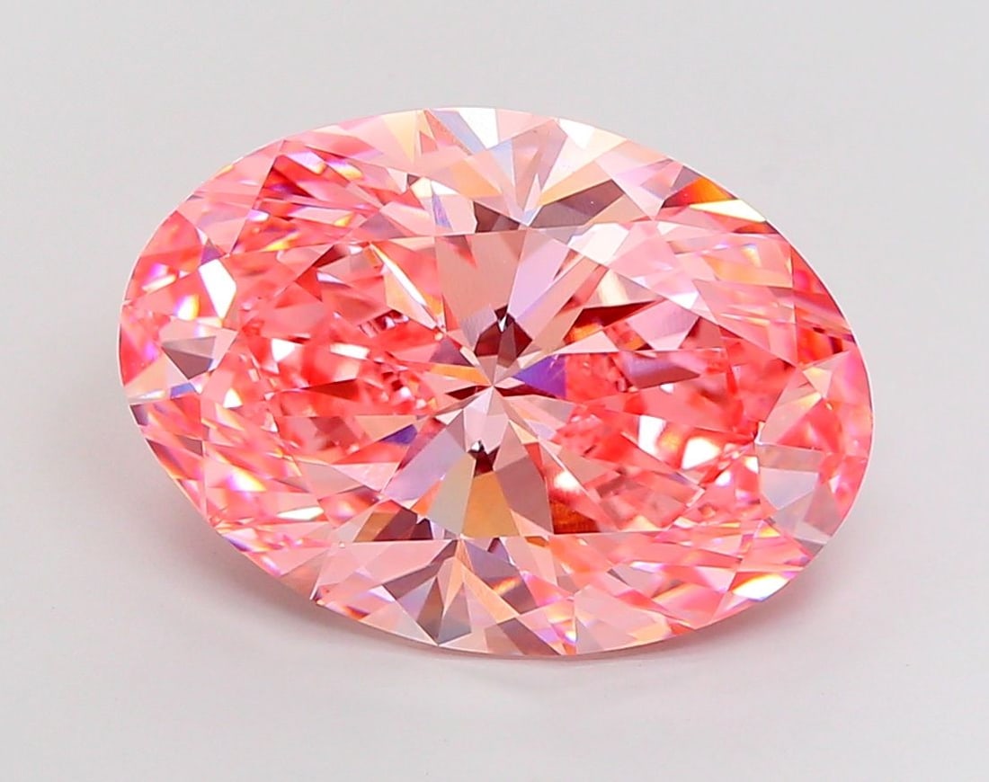 Loose Diamond - OVAL 15.01ct Fancy Vivid Pink VS1: Loose Diamond - OVAL 15.01ct Fancy Vivid Pink VS1 Source: This is a real non-mined Diamond that has been grown in a lab Shape: OVAL Carats: 15.01 Color: Fancy Vivid Pink Certification: IGI Video: