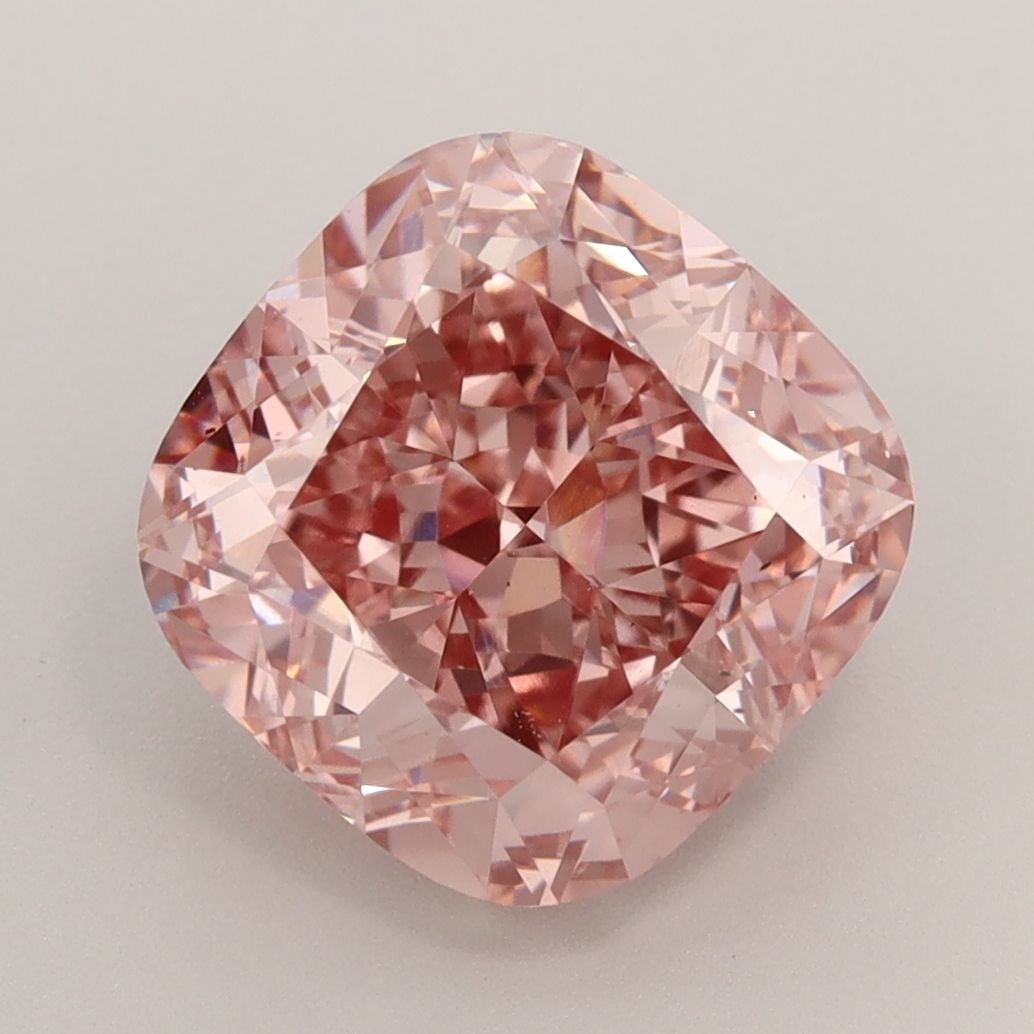 Loose Diamond - CUSHION BRILLIANT 4.1ct Fancy Vivid Brownish Pink VS1: Loose Diamond - CUSHION BRILLIANT 4.1ct Fancy Vivid Brownish Pink VS1 Source: This is a real non-mined Diamond that has been grown in a lab Shape: CUSHION BRILLIANT Carats: 4.1 Color: Fancy Vivid Brow