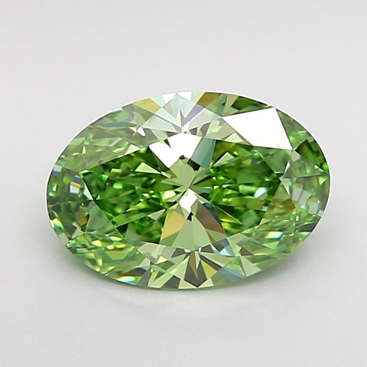 Loose Diamond - OVAL 1.53ct Fancy Vivid Green VVS1: Loose Diamond - OVAL 1.53ct Fancy Vivid Green VVS1 Source: This is a real non-mined Diamond that has been grown in a lab Shape: OVAL Carats: 1.53 Color: Fancy Vivid Green Certification: IGI Video: