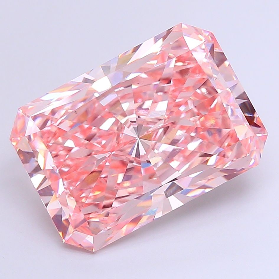 Loose Diamond - RADIANT 14.83ct Fancy Vivid Pink VS1: Loose Diamond - RADIANT 14.83ct Fancy Vivid Pink VS1 Source: This is a real non-mined Diamond that has been grown in a lab Shape: RADIANT Carats: 14.83 Color: Fancy Vivid Pink Certification: IGI Video