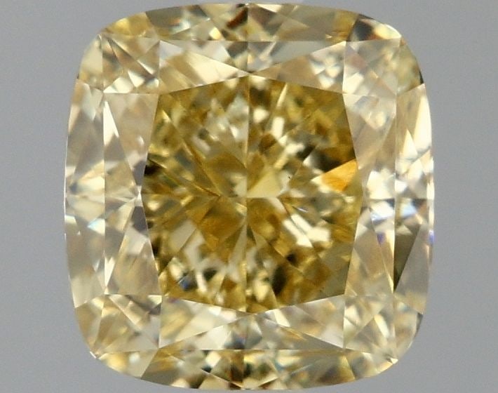 Loose Diamond - CUSHION MODIFIED 2.11ct Fancy Intense Yellow VS1: Loose Diamond - CUSHION MODIFIED 2.11ct Fancy Intense Yellow VS1 Source: This is a real non-mined Diamond that has been grown in a lab Shape: CUSHION MODIFIED Carats: 2.11 Color: Fancy Intense Yellow