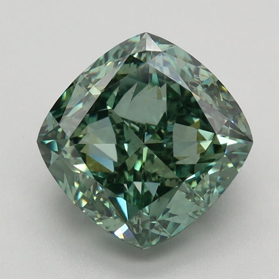 Loose Diamond - CUSHION MODIFIED 2.81ct Fancy Vivid Green VS1: Loose Diamond - CUSHION MODIFIED 2.81ct Fancy Vivid Green VS1 Source: This is a real non-mined Diamond that has been grown in a lab Shape: CUSHION MODIFIED Carats: 2.81 Color: Fancy Vivid Green Certif