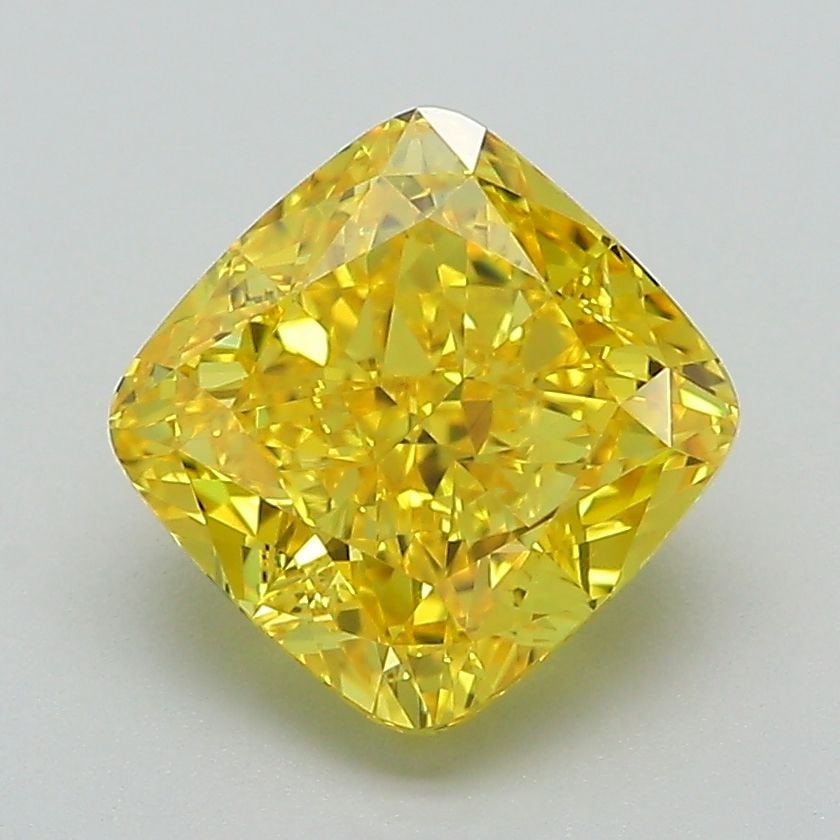 Loose Diamond - CUSHION BRILLIANT 2.51ct Fancy Vivid Yellow VVS2: Loose Diamond - CUSHION BRILLIANT 2.51ct Fancy Vivid Yellow VVS2 Source: This is a real non-mined Diamond that has been grown in a lab Shape: CUSHION BRILLIANT Carats: 2.51 Color: Fancy Vivid Yellow C