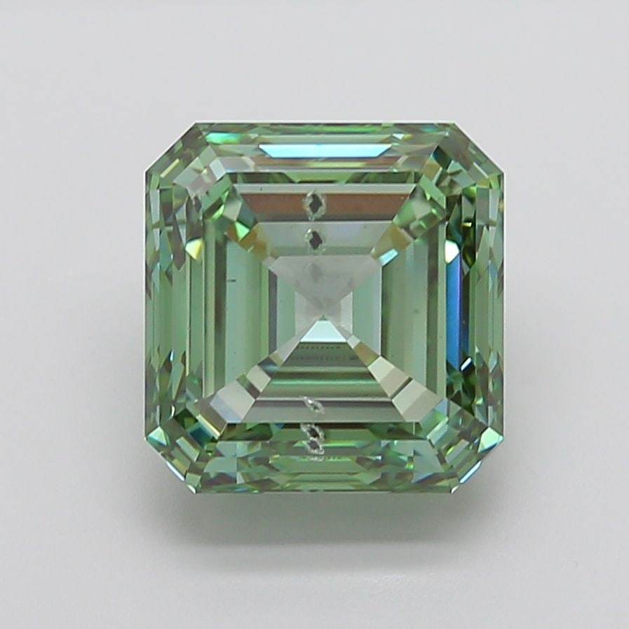 Loose Diamond - ASSCHER 10.02ct Fancy Vivid Green SI2: Loose Diamond - ASSCHER 10.02ct Fancy Vivid Green SI2 Source: This is a real non-mined Diamond that has been grown in a lab Shape: ASSCHER Carats: 10.02 Color: Fancy Vivid Green Certification: IGI The