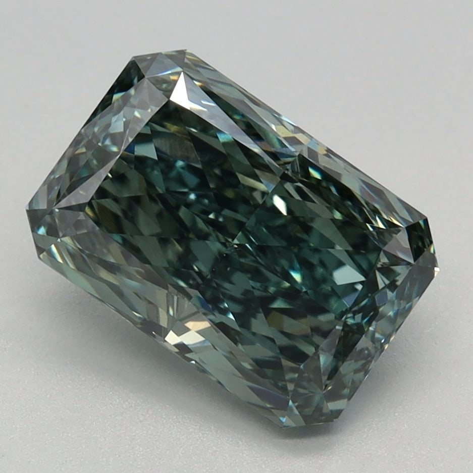 Loose Diamond - RADIANT 2.16ct Fancy Intense Gray Green VS1: Loose Diamond - RADIANT 2.16ct Fancy Intense Gray Green VS1 Source: This is a real non-mined Diamond that has been grown in a lab Shape: RADIANT Carats: 2.16 Color: Fancy Intense Gray Green Certificat