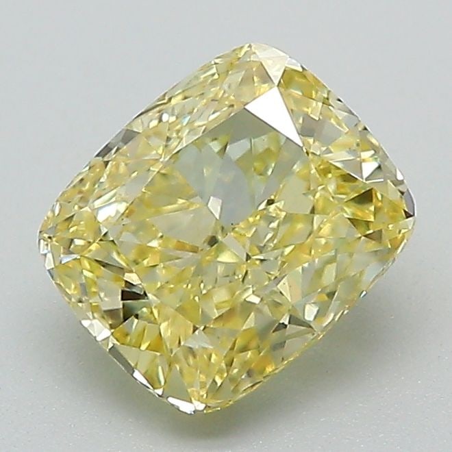 Loose Diamond - CUSHION MODIFIED 1.58ct Fancy Intense Yellow VS1: Loose Diamond - CUSHION MODIFIED 1.58ct Fancy Intense Yellow VS1 Source: This is a real non-mined Diamond that has been grown in a lab Shape: CUSHION MODIFIED Carats: 1.58 Color: Fancy Intense Yellow