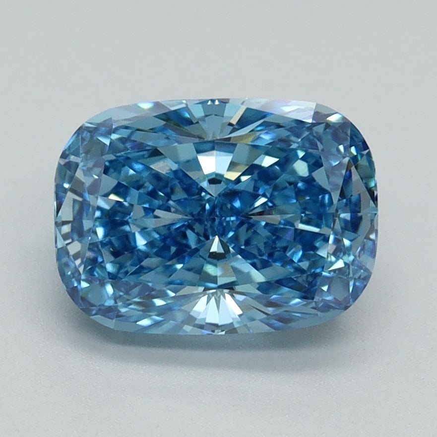 Loose Diamond - CUSHION BRILLIANT 2.06ct Fancy Vivid Blue VS1: Loose Diamond - CUSHION BRILLIANT 2.06ct Fancy Vivid Blue VS1 Source: This is a real non-mined Diamond that has been grown in a lab Shape: CUSHION BRILLIANT Carats: 2.06 Color: Fancy Vivid Blue Certif