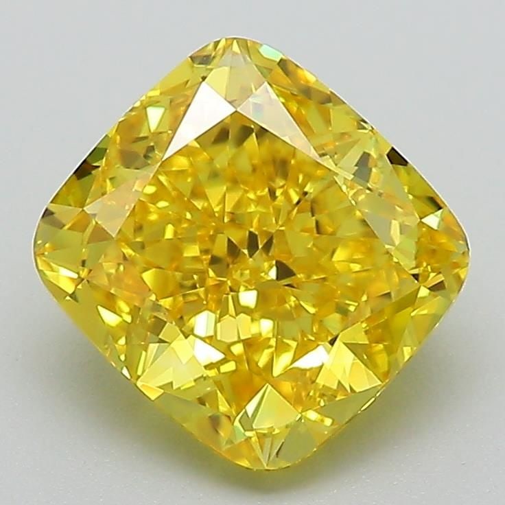 Loose Diamond - CUSHION BRILLIANT 2.42ct Fancy Vivid Yellow VVS2: Loose Diamond - CUSHION BRILLIANT 2.42ct Fancy Vivid Yellow VVS2 Source: This is a real non-mined Diamond that has been grown in a lab Shape: CUSHION BRILLIANT Carats: 2.42 Color: Fancy Vivid Yellow C