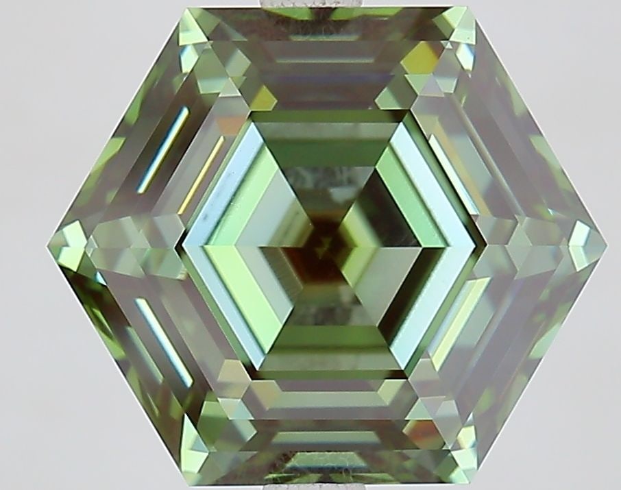 Loose Diamond - HEXAGONAL 5.31ct Fancy Vivid Green VVS1: Loose Diamond - HEXAGONAL 5.31ct Fancy Vivid Green VVS1 Source: This is a real non-mined Diamond that has been grown in a lab Shape: HEXAGONAL Carats: 5.31 Color: Fancy Vivid Green Certification: IGI