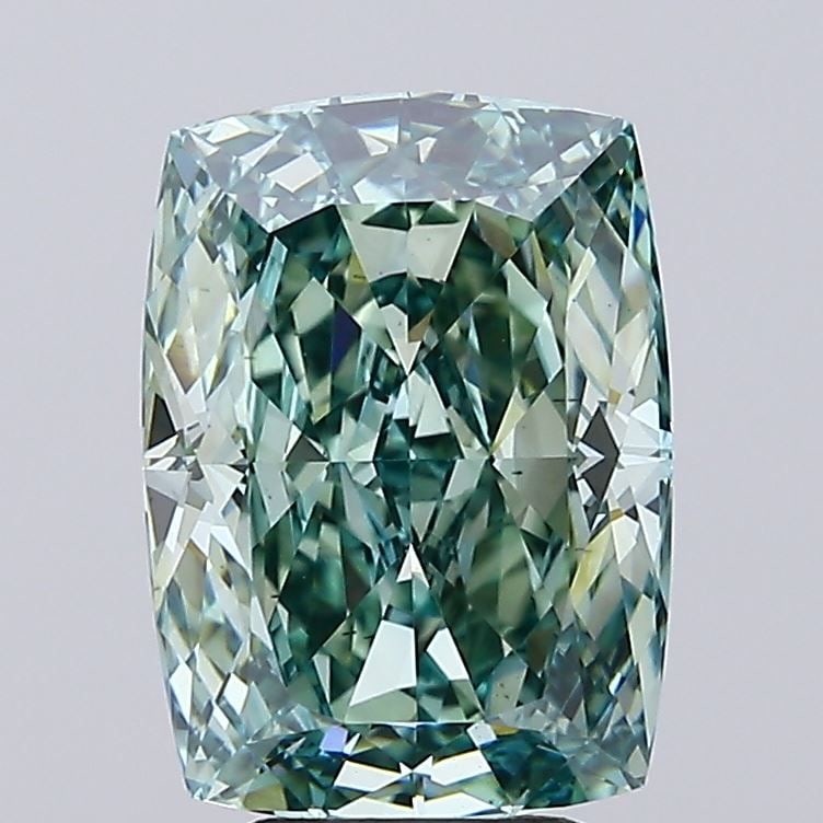 Loose Diamond - CUSHION MODIFIED 5.03ct Fancy Vivid Green VS2: Loose Diamond - CUSHION MODIFIED 5.03ct Fancy Vivid Green VS2 Source: This is a real non-mined Diamond that has been grown in a lab Shape: CUSHION MODIFIED Carats: 5.03 Color: Fancy Vivid Green
