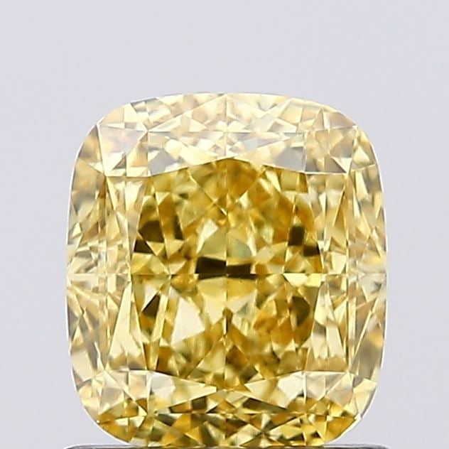Loose Diamond - CUSHION MODIFIED 1.04ct Fancy Vivid Yellow VS1: Loose Diamond - CUSHION MODIFIED 1.04ct Fancy Vivid Yellow VS1 Source: This is a real non-mined Diamond that has been grown in a lab Shape: CUSHION MODIFIED Carats: 1.04 Color: Fancy Vivid Yellow